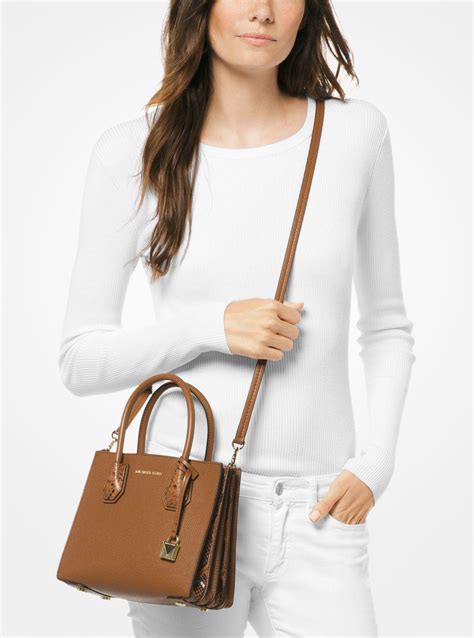 michael michael kors mercer leather cross body bag|Michael Kors pebbled leather handbags.